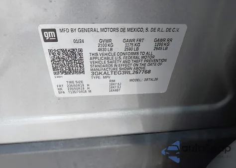 2024 GMC Terrain Awd Sle z USA, uszkodzony, nr VIN 3GKALTEG3RL267768